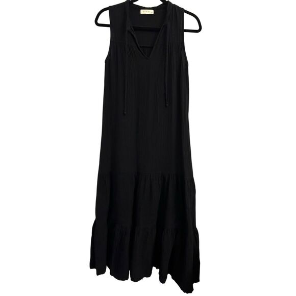 Anthropologie STARK Gauzy Tiered Maxi Dress Small 100% Cotton boho natural fiber - Picture 1 of 8